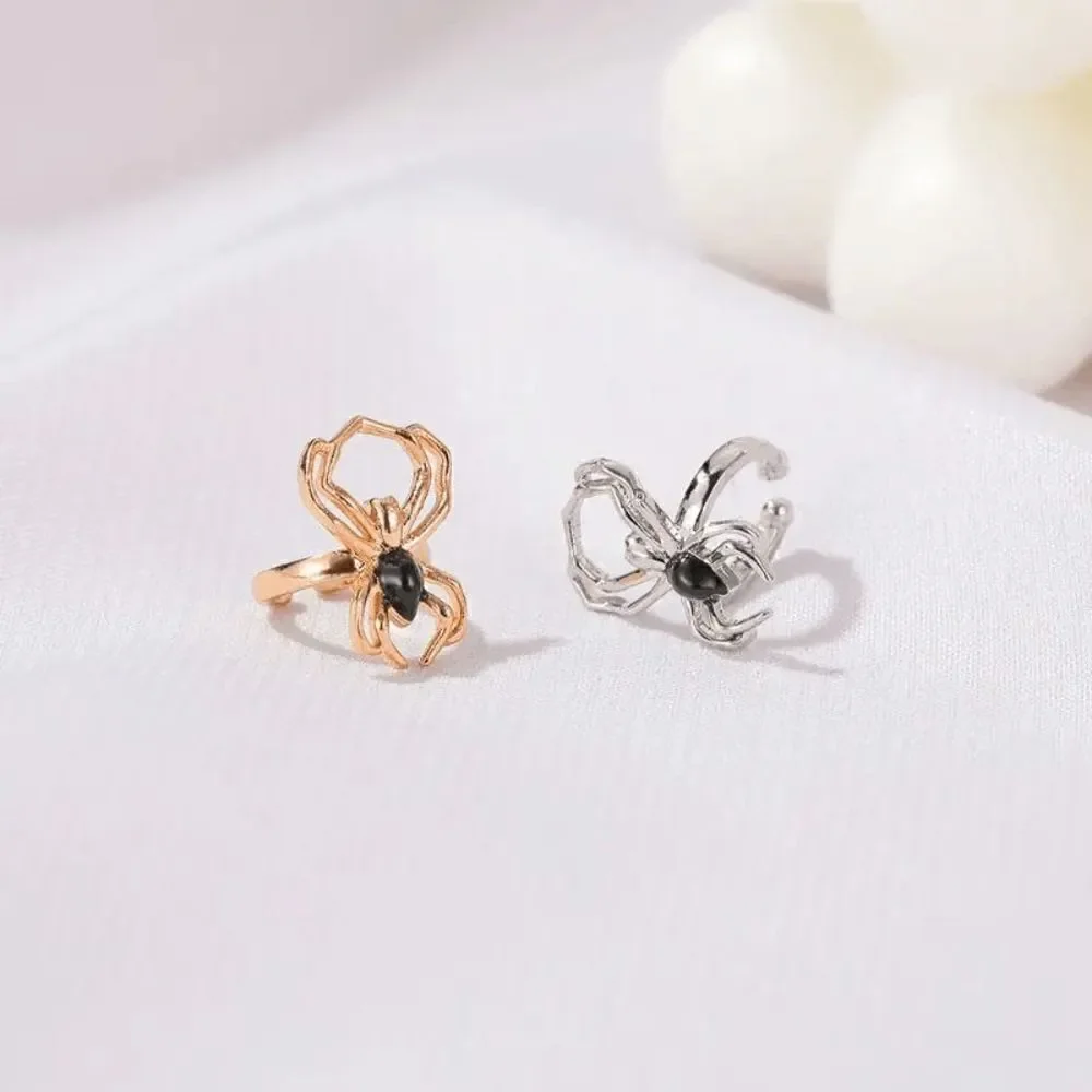 Gothic Halloween Spider Diamond White Gold Plated Ear Cuff